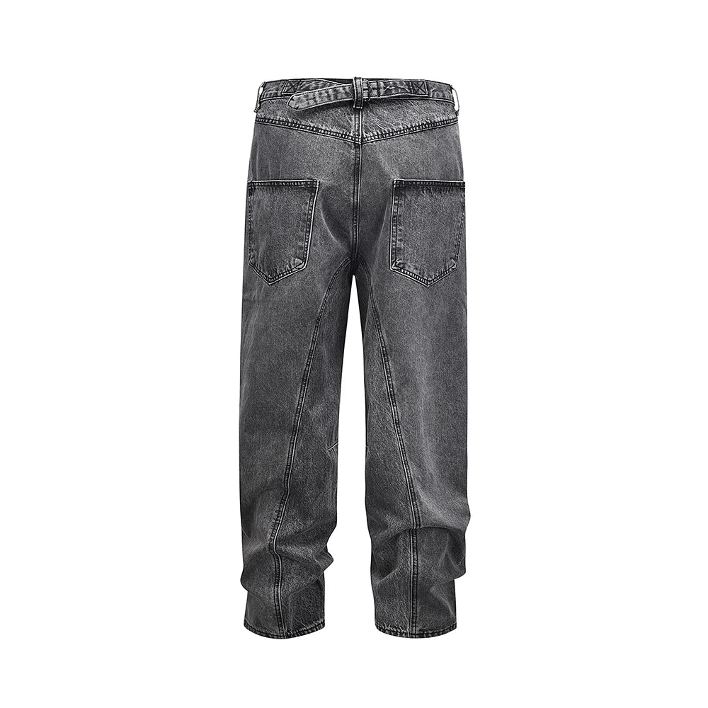 high street washed baggy casual jeans for men and women straight pockets denim pants oversized loose cargo trousers utility cargo pants