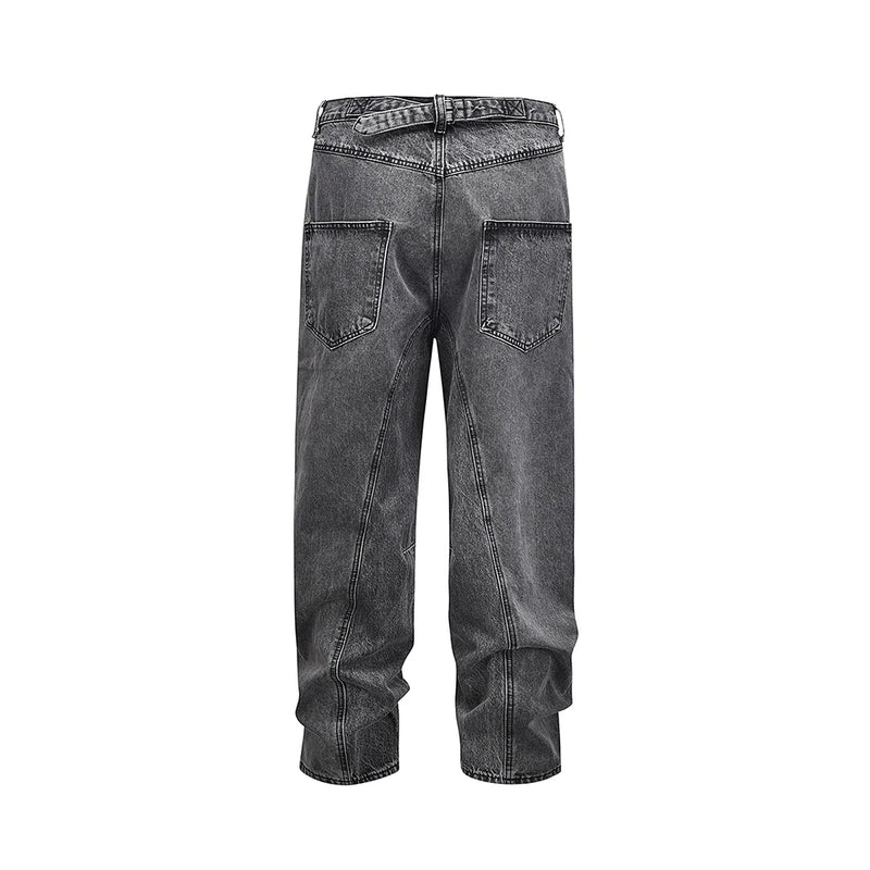 high street washed baggy casual jeans for men and women straight pockets denim pants oversized loose cargo trousers utility cargo pants