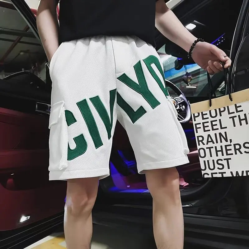 mens letter print shorts y2k casual loose sweatpants gym basketball short pants streetwear korean fashion summer bermuda shorts casual joggers