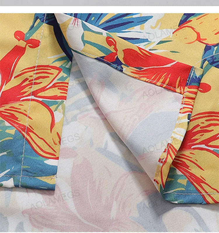 Flower Clothing Retro Hawaiian Vacation Shirts Daily Versatile Loose Tops Fashion Half Sleeve Shirt