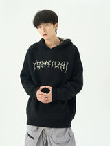 varsity flame knitwear, statement sweater, cozy knitwear for men, oversized grunge aesthetic winter top