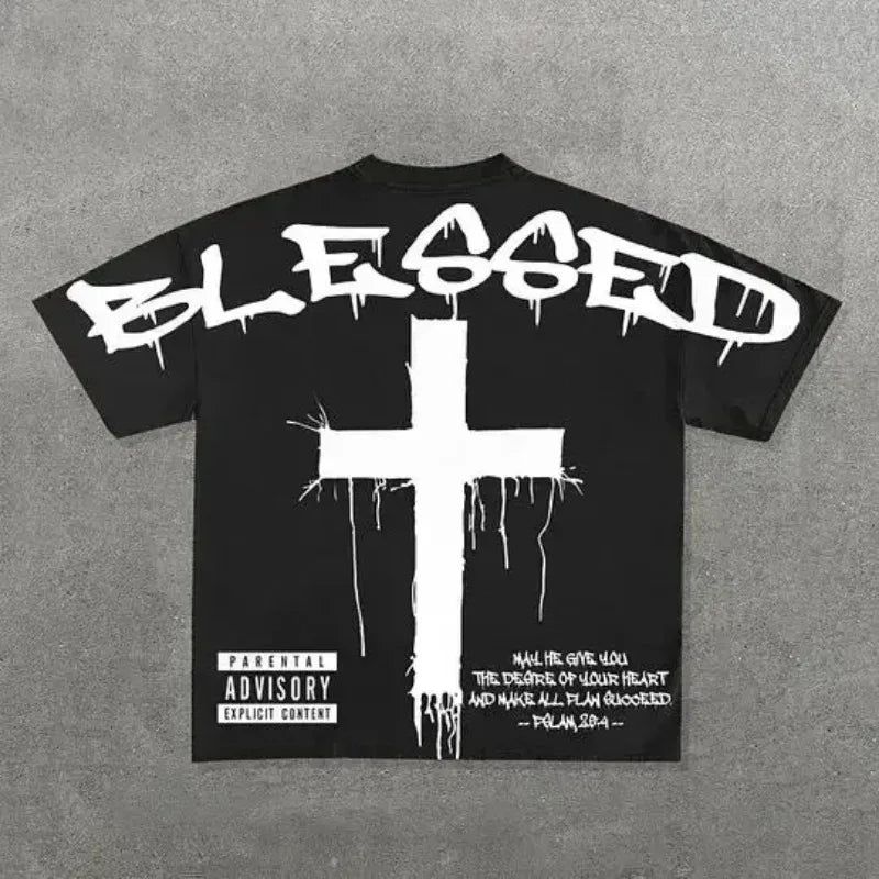Sadcore Graphic tee – Y2K American Street Summer Fashion Short Sleeved Shirt Men Y