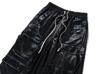 ro style glossy black pu leather pants for men high street y2k pantalones hombre baggy overall wide leg drawstring cargos unique cargo style 5648