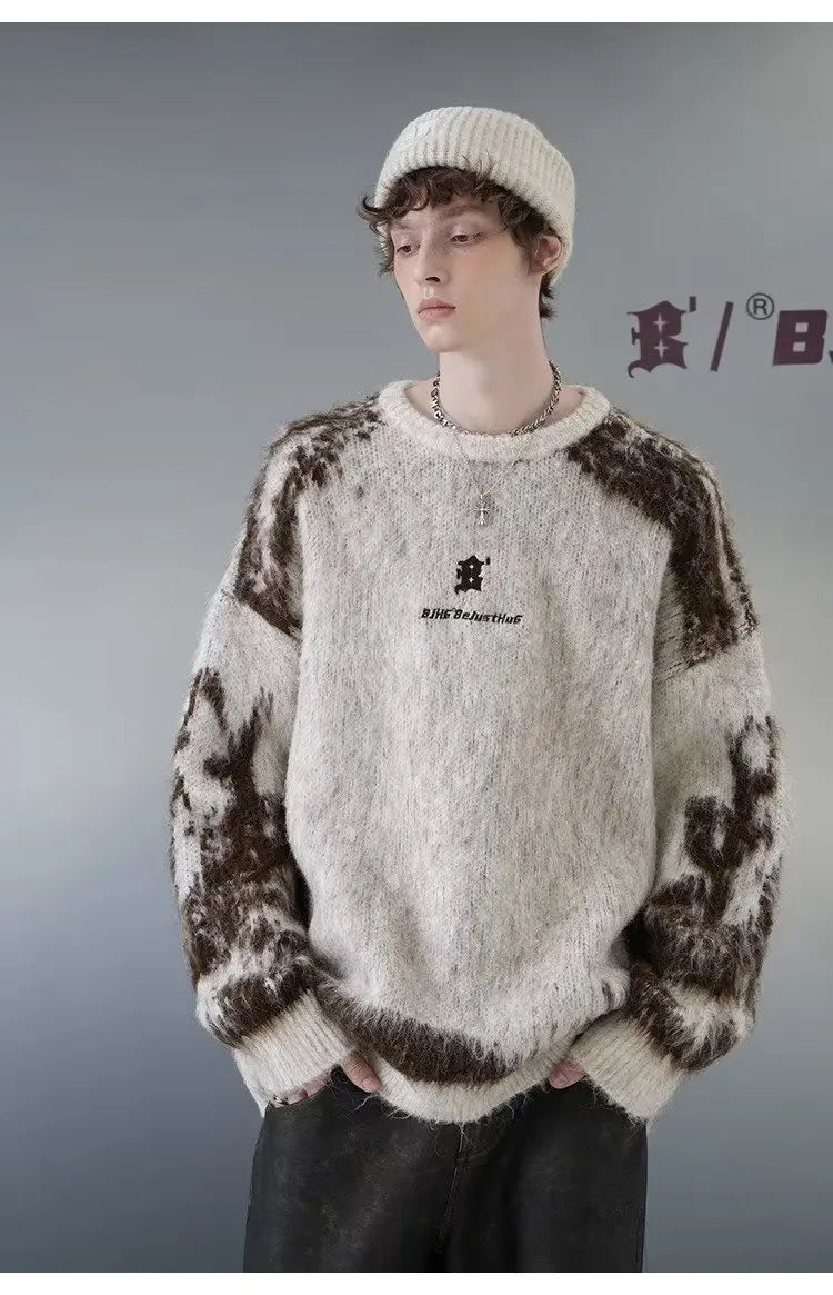 oversized flame knit top, unisex streetwear inspired by 2025 fashion trends, mens fashion layer for modern streetwear collect