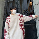 layered flame street knit, photo-ready knit, trendy urban fashion top for men, layered streetwear look