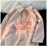 American retro letter printed short sleeved men and women summer new loose hip-hop personalized casual shirt top harajuku y2k