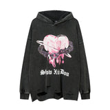 cyberpunk crying character featuring fashion harajuku printed hoodies hip hop retro washed bottom ripped sweatshirt streetwear mens hooded warm fleece loose hoodies