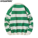 hip hop destroyed ripped holes knitted sweater mens casual striped pullover sweater unisex harajuku streetwear new autumn jumper - trendy hip hop fashion hoodie, graphic printed hoodie for men and women, oversized streetwear hoodie