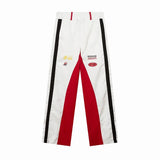 high street side striped spliced straight pants unisex elastic waist streetwear casual racing biker sportwear pants joggers men unique joggers style 4002
