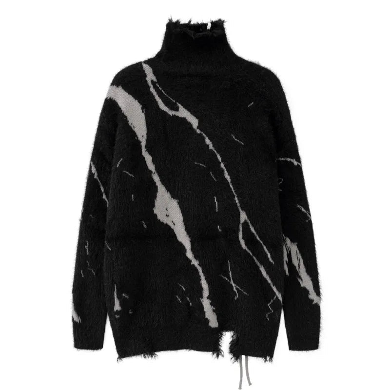 mens sweater fashion cross lines harajuku streetwear hip hop warm hairy knitted high neck sweaters unisex knit sweater jumpers - high quality cotton hoodie, anime inspired graphic hoodie, graphic printed hoodie for men and women