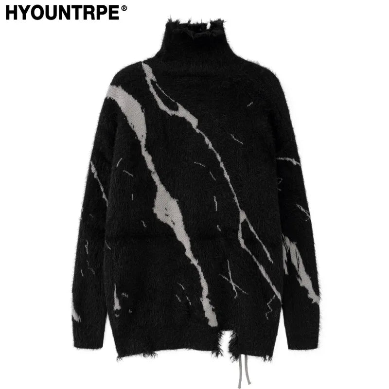 mens sweater fashion cross lines harajuku streetwear hip hop warm hairy knitted high neck sweaters unisex knit sweater jumpers - high quality cotton hoodie, anime inspired graphic hoodie, graphic printed hoodie for men and women