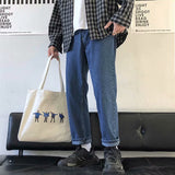 2023 summer jeans men loose straight korean style trendy comfortable casual all match student casual pants mens wide leg pants unique jeans style 4061