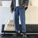 2023 summer jeans men loose straight korean style trendy comfortable casual all match student casual pants mens wide leg pants stacked flare jeans