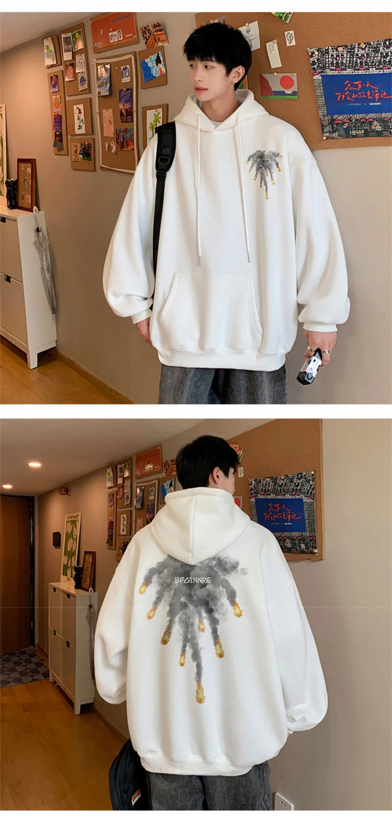 New Anime Meteorite Fall Graphic Printed Hooded Sweatshirts Hombre Hip