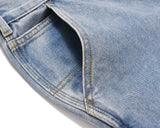 Harajuku Streetwear Y2K Sashes Straight Washed Men's Jeans Pockets Vintage Baggy Casual Cargos