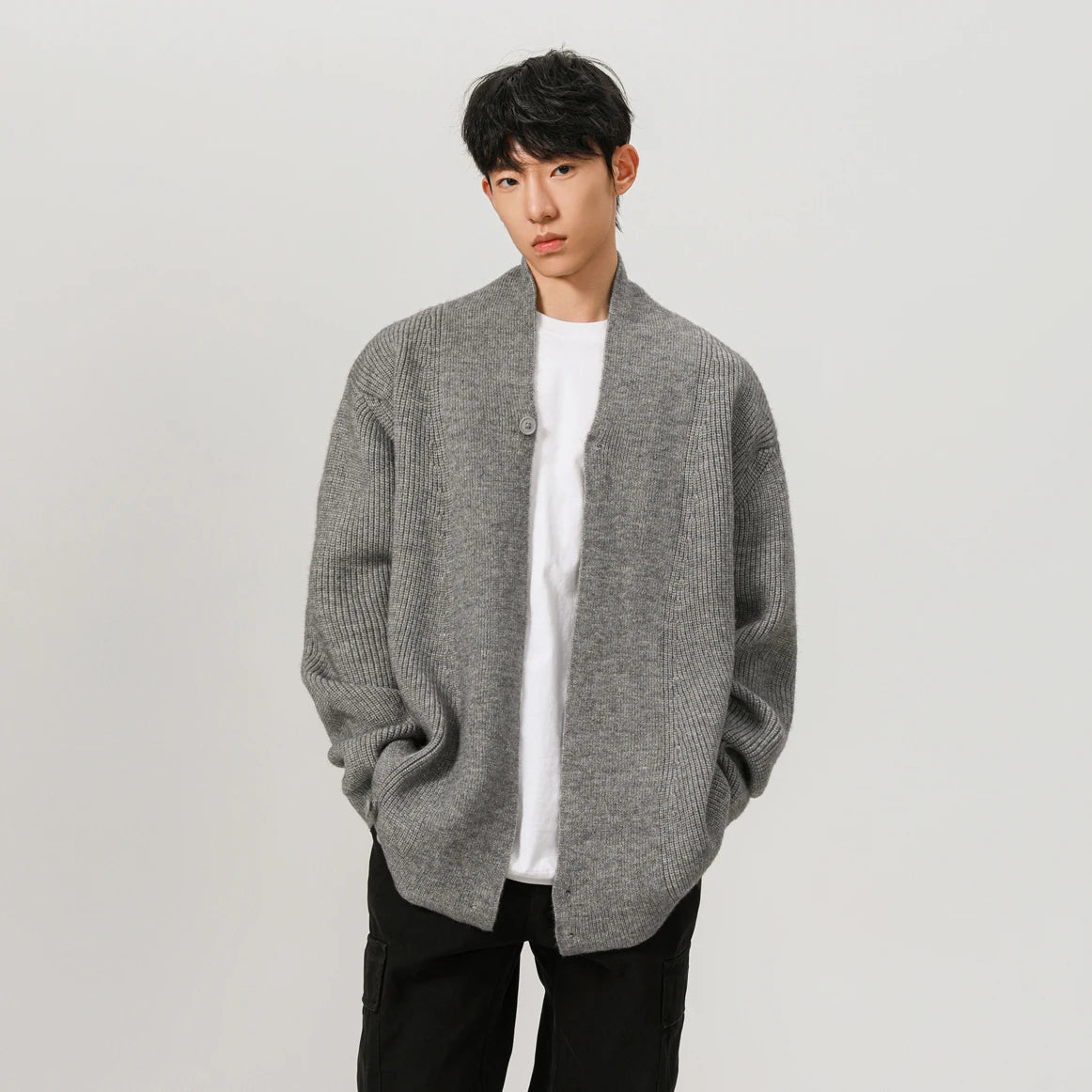 minimalist knit hoodie, photo-ready knit, unisex oversized techwear hoodie for men street style