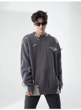 varsity flame knitwear, statement sweater, cozy knitwear for men, oversized grunge aesthetic winter top