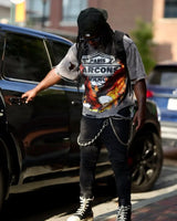 Anime Graphic tee – American Street Washed Old Flame Anime Letter Print Oversize