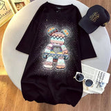 Vaporwave Streetwear – Chic Diamonds Bear Embroidery Cute T Shirts 5Xl Oversized Lo – Modern Streetwear for Everyone