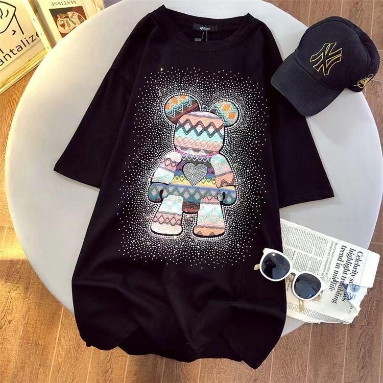 Vaporwave Streetwear – Chic Diamonds Bear Embroidery Cute T Shirts 5Xl Oversized Lo – Modern Streetwear for Everyone