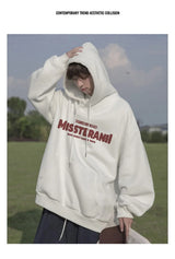 American Retro Casual Hoodies For Men Letter Printed Loose Fit Hooded