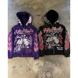 Skatercore Fit – Oversized Zip Up Hoodies Women Men Streetwear Vintage Tops – Streetwear Fashion for Men & Women