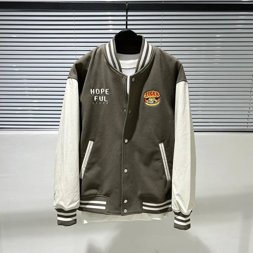 trendy coat featuring new luxury 2022 men beige embroidery tiger pu leather varsity coats jackets down coats cotton warm winter thicken a584 design – premium quality jacket for men