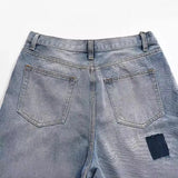 2024 european and american patchwork washed wide denim jeans y2k street wear splicing patches damaged flare pants jeans for men unique jeans style 258