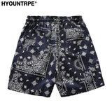 Mens Paisley Printed Shorts Hip Hop Loose Elastic Waist Sweat Shorts Casual Harajuku Drawstring Streetwear Sportswear Joggers