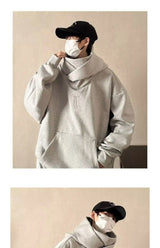 Trendy American High Collar Hooded Storm Sweatshirt For Men Women High