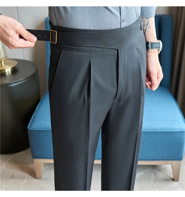 men naples waist business casual fashion vintage ankle length suit pant gentleman party dress pants trousers unique default style 1527