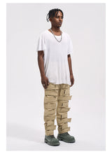 fashion velcros denim jean pants streetwear mens new casual hip hop streetwear tactical straight trousers joggers men y2k pants unique joggers style 3679