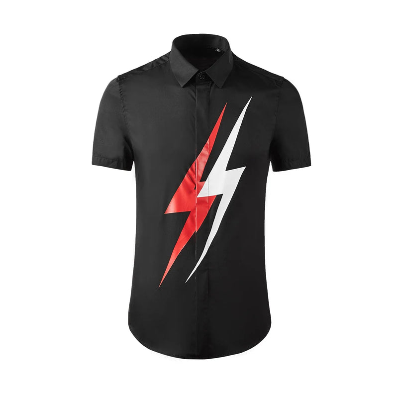 New 2022 Men Classic NEIL BARRETT thunderbolt Cotton Casual Shirts Shirt high quality Pocket Short sleeves S 3XL #A602