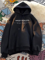 Autumn High Street Letter Printed Hooded Sweatshirt Men Casual Loose Vintage American Style Hoodies Y2K