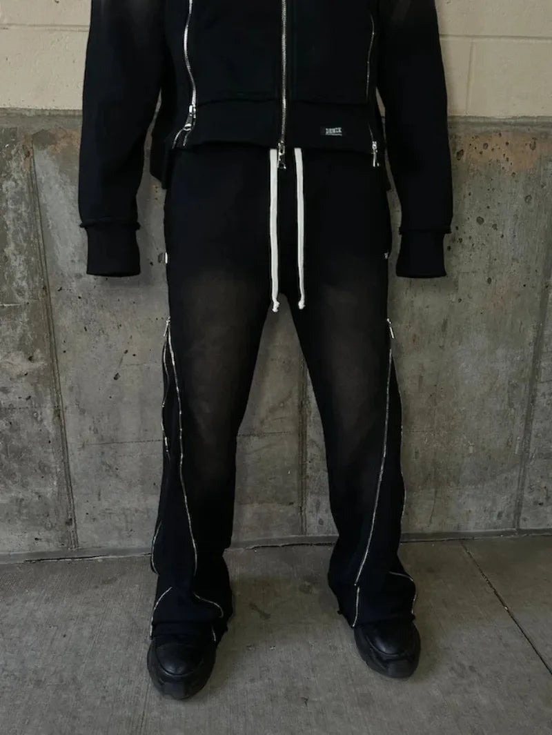 baggy casual y2k pants retro hip hop zipper cargo pants sweatpants men women harajuku letter joggers women trousers streetwear unique joggers style 874