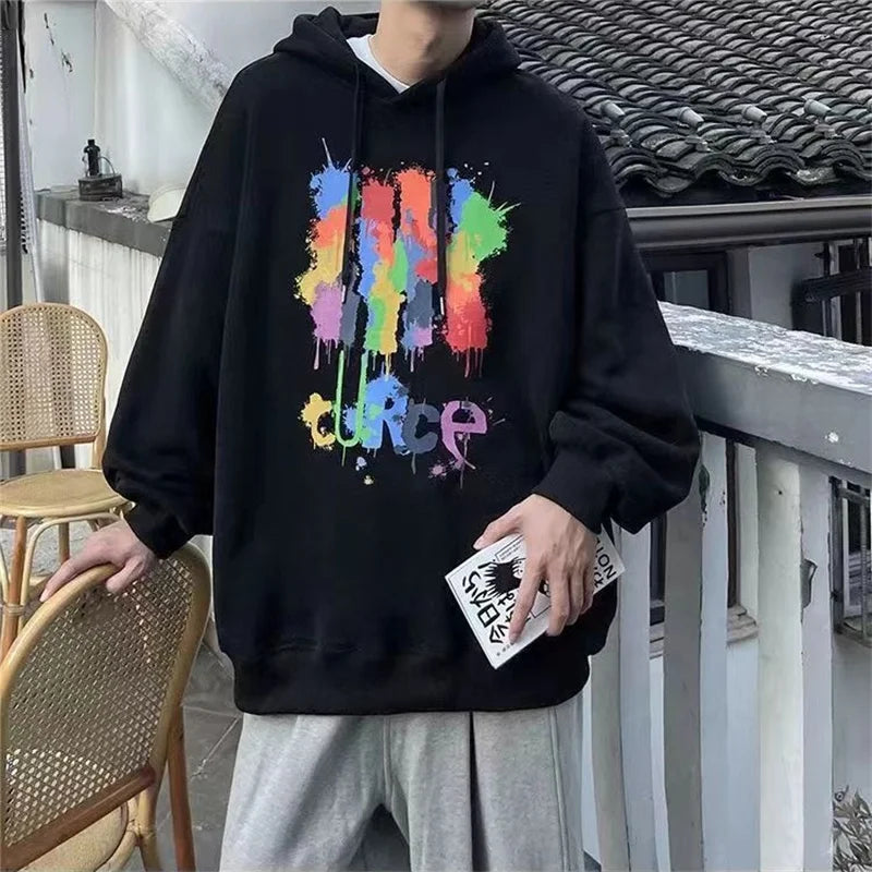 Autumn Graffiti Letter Hooded Sweatshirts Men's Design Graphic Printed Hoodies New Hip Hop Fashion Hoody Y2K