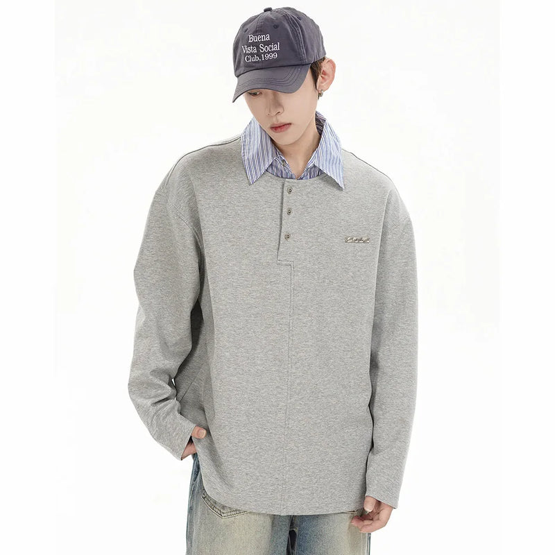 Anime Barcode glitch – Splice Stripe Collar Polo Shirts Men Streetwear Fashion Hip