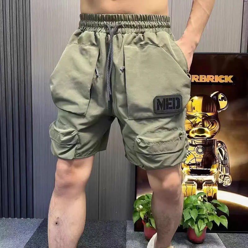 Large Pocket Mens Cargo Shorts with Pockets Letters Outdoor Sports Function korean Luxury Wide Cotton Big and Tall Jogger Y2k
