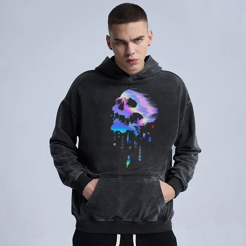 trapwear crying character featuring rainbowtouches washed hoodie vintage oversized men high street skull fashion hip hop unisex hoodies loose mens graphic hoodies