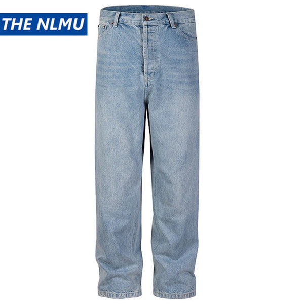 hi street blue jeans men loose wide leg denim pants vintage harajuku streetwear jeans trousers for male vintage washed jeans
