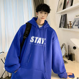 New In Letter Stay Print Sweatshirts Men Casual Vintage Fleece Pullover