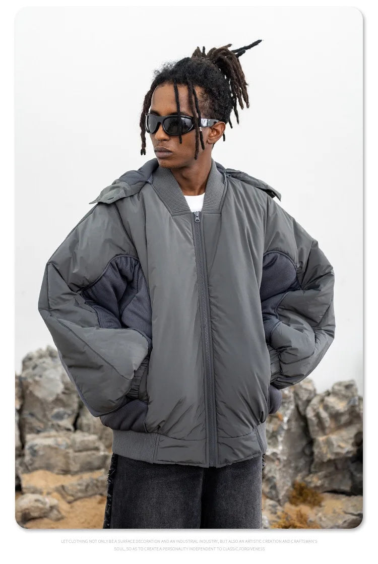 Double zippered hooded down jacket