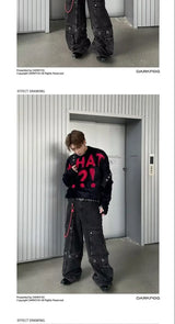 grunge oversized knit streetwear piece for layered look and winter street fits, ideal for men’s fashion and seasonal streetwe