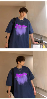 Y2k Chrome print – Summer Graffiti Letter Printed T Shirt For Men Casual Street