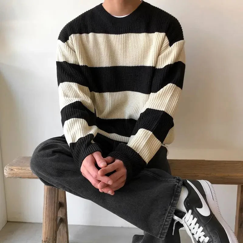 grunge knit pullover for fall and winter, oversized aesthetic with urban style, mens fashion layer for modern streetwear coll