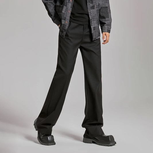 extended length edition men streetwear fashion hip hop vibe straight black pant casual business suit long pants trousers relaxed fit trousers