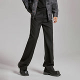 extended length edition men streetwear fashion hip hop vibe straight black pant casual business suit long pants trousers relaxed fit trousers