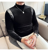 Trapwear Graphic tee – Turtleneck Stretch Slim Fit T Shirt Men Long Sleeve Thicken