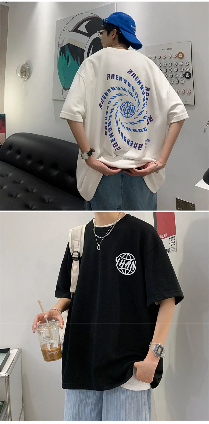 Harajuku Graphic tee – Goth Letter Printed T Shirt Hombre Hip Hop Fashion Crewneck