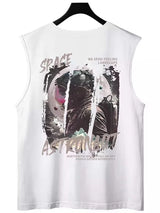 Glitchcore Melting smiley – Summer Anime Astronaut Graphic Print Sleeveless Tee Shirts F
